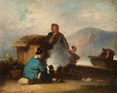 Chinese Scene Women Making Tea