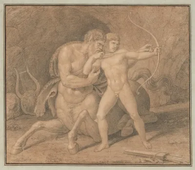 Chiron Teaching Achilles To Shoot With The Bow