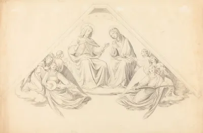 Christ And The Virgin With Music Making Angels