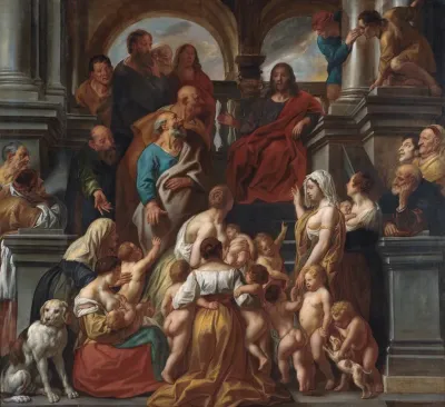 Christ Blessing Little Children Suffer Little Children To Come Unto Me