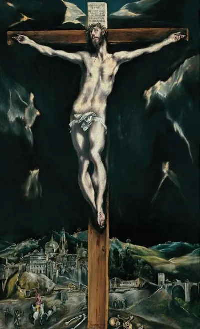 Christ Crucified With Toledo In The Background