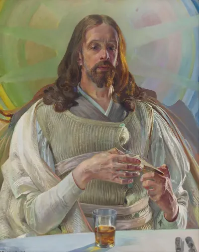 Christ In Emmaus Central Section Of The Triptych