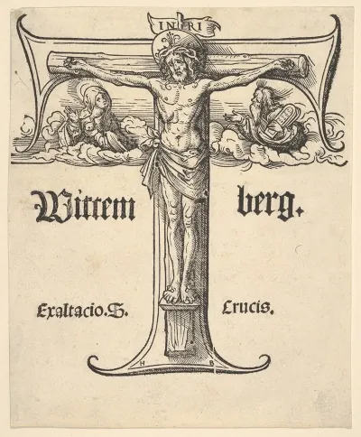 Christ On The Cross Between The Virgin And Moses