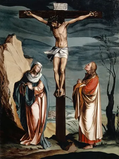 Christ On The Cross Between The Virgin And Saint John