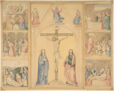 Christ On The Cross With Six Scenes From The Life Of Christ