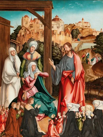 Christ Taking Leave Of His Mother With A Donor Family Kneeling In The Foreground