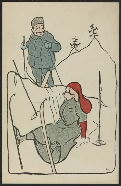 Christmas Card Humorous Ski Motif