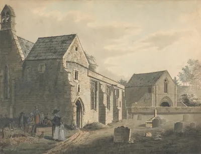 Church Churchyard And Figures The Graveyard