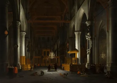 Church Interior By Candlelight