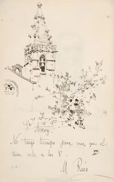 Church Tower With Inscription In Spanish To Avery