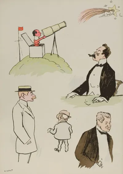 Cinq Hommes Non Identifies Dont Santos Dumont Sol Joel Et Boldini