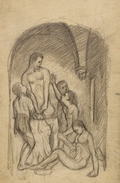 Cinq Personnages Nus Sous Une Voute Ugolin