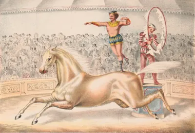 Circus Performer Leaping Through A Ring Of Fire