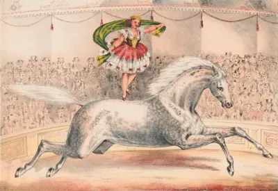 Circus Performer Standing On The Back Of A Horse