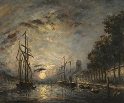 Clair De Lune Sur Un Canal Dordrecht