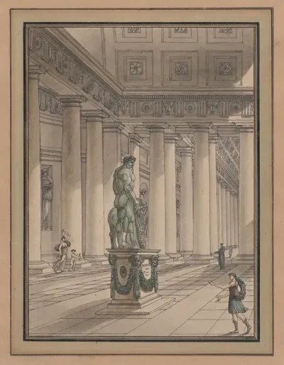 Classical Interior With A Statue Of Hercules