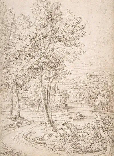 Classical Landscape With A Building And A River