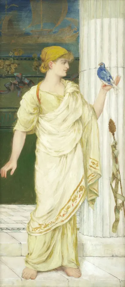 Classical Maiden Holding A Bird
