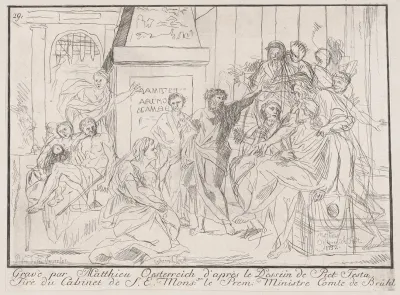 Classical Scene Of Figures Gathered Around An Orator At Right