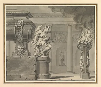 Classical Scene With A Tomb And Flaming Brazier