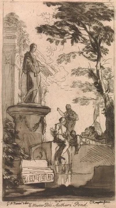 Classical Scene With Statue