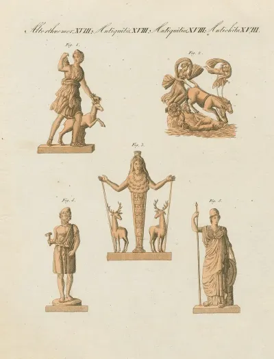 Classical Sculpture Depicting Diana Vulcan And Minerva