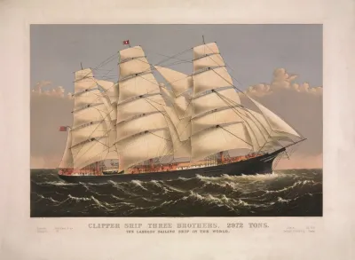Clipper Ship Three Brothers 2972 Tons The Largest Sailing Ship In The World
