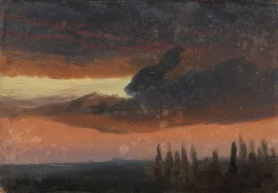 Cloud Study Over Poplars