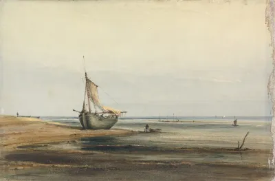 Coast Scene With A Beached Boat