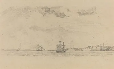 Coastal Landscape With Shipping