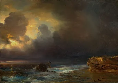 Coastal Scene By Moonlight