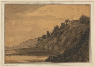 Coastal Scene With Wooded Cliff