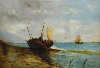 Coastal View With Boats Along The Shore