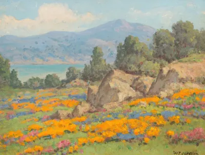 Coastal View With Poppies And Lupine
