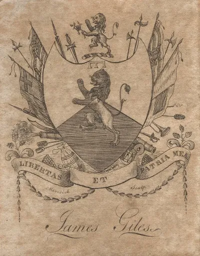 Coat Of Arms With James Giles Inscribed Below