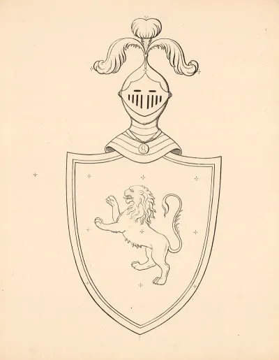 Coat Of Arms With Knights Helmet And Lion