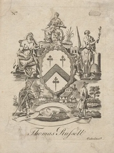 Coat Of Arms With Thomas Russell Inscribed Below