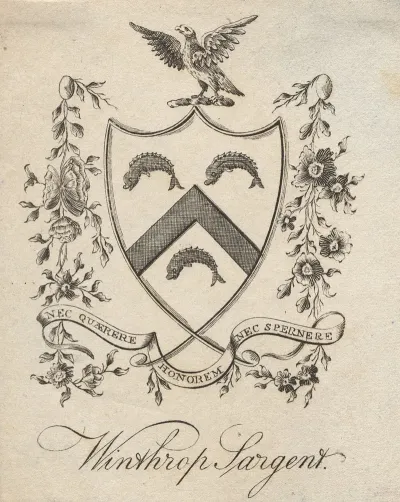 Coat Of Arms With Winthrop Sargent Inscribed Below