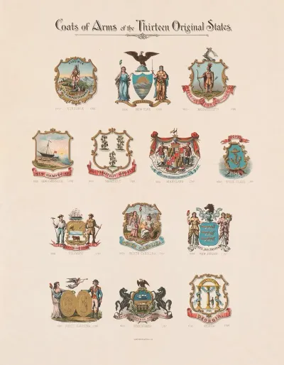 Coats Of Arms Of The Thirteen Original States