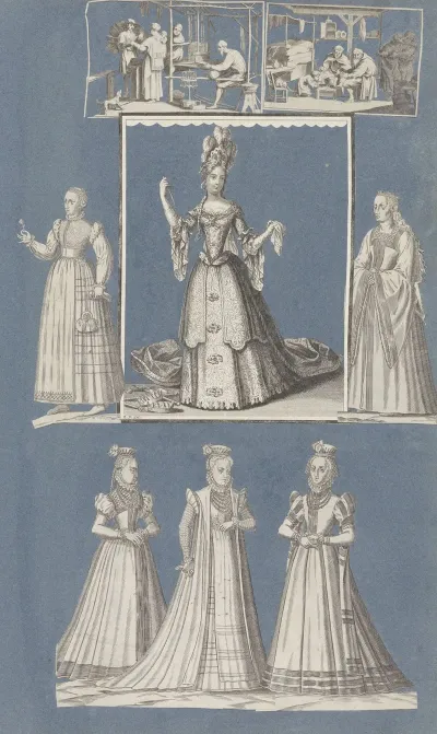 Collage Of Cut Out Prints Pasted On Blue Paper Pl 05