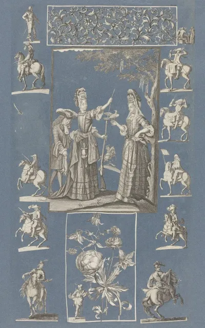 Collage Of Cut Out Prints Pasted On Blue Paper Pl 16