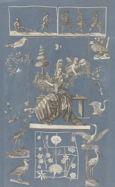 Collage Of Cut Out Prints Pasted On Blue Paper Pl 17