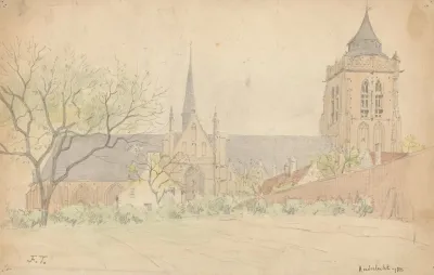 Collegiale De Saints Pierre Et Guidon A Anderlecht Avant Transformation De La Tour En 1898
