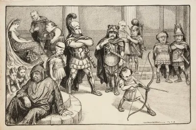Columbia A Woman Representing The United States Is Seated On A Throne Surrounded By Several Politicians Depicted As Knights And Nobles