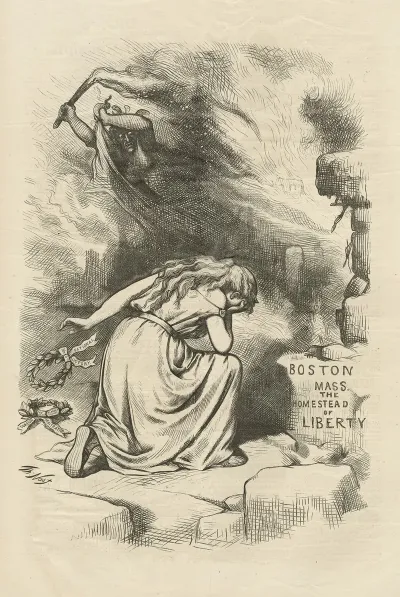 Columbia Lays Aside Her Laurels To Mourn At The Burning Of Her Birthplace