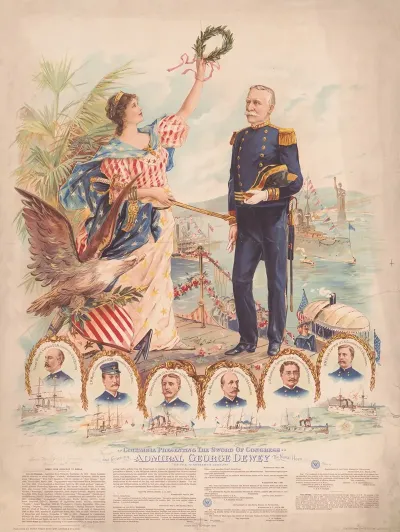 Columbia Presenting The Sword Of Congress And Crowning Admiral George Dewey The Naval Hero Of The Nineteenth Century