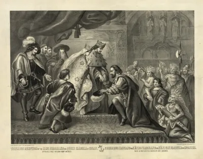Columbus Reception By The King Ferdinand And Queen Isabella Of Spain After His First Return From America