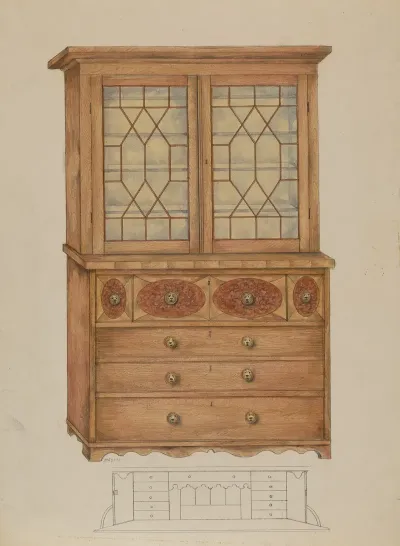 Combination Book Case Desk And Bureau
