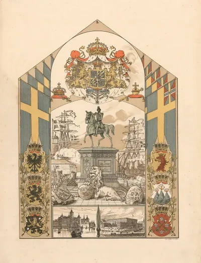 Commemorative Leaflet With The Carl Johan Statue