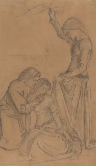 Composition Of Three Figures In A Garden